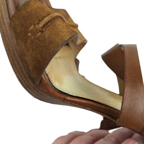 M. Gemi Aperto Women's Size 39.5 US 9 Brown Leather Suede Platform Heel Sandals - Picture 9 of 15